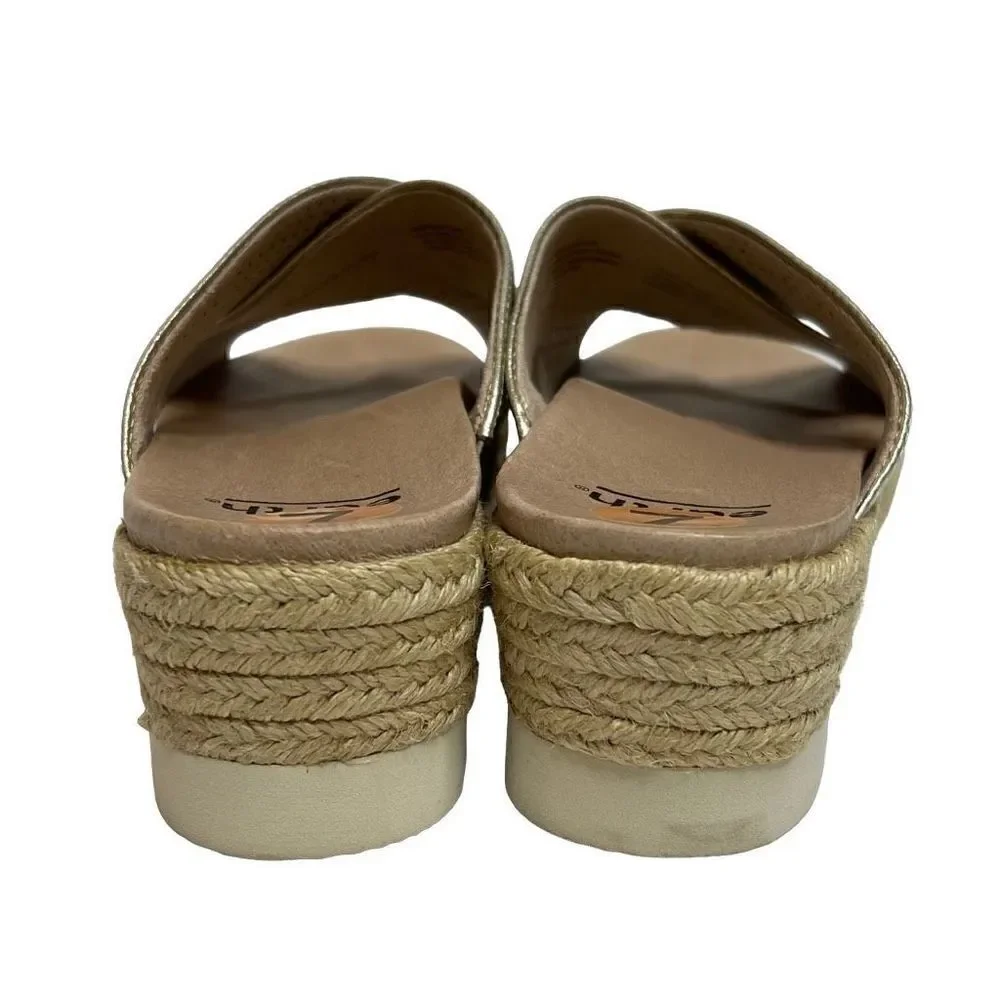 Earth modena marigold gold leather espadrille wedges size 7